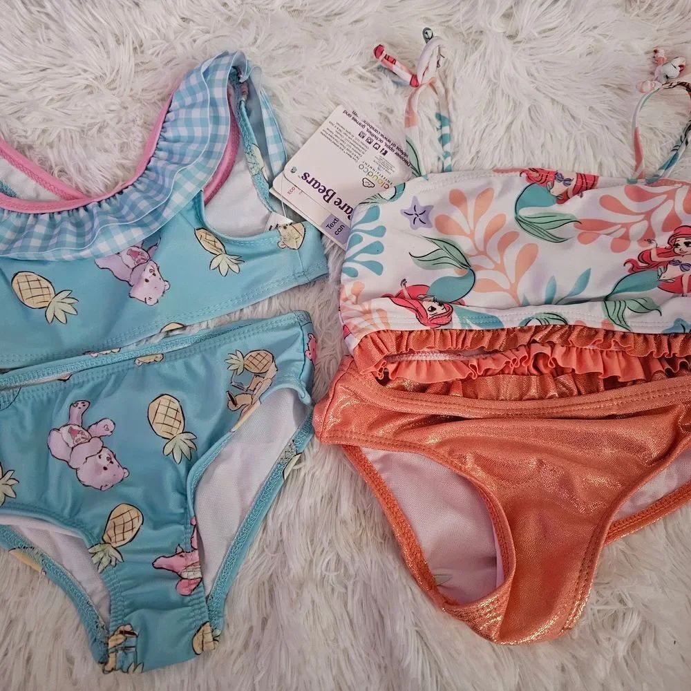 Care Bear and Disney Princess Little Mermaid Ruffle Swimsuit Bundle